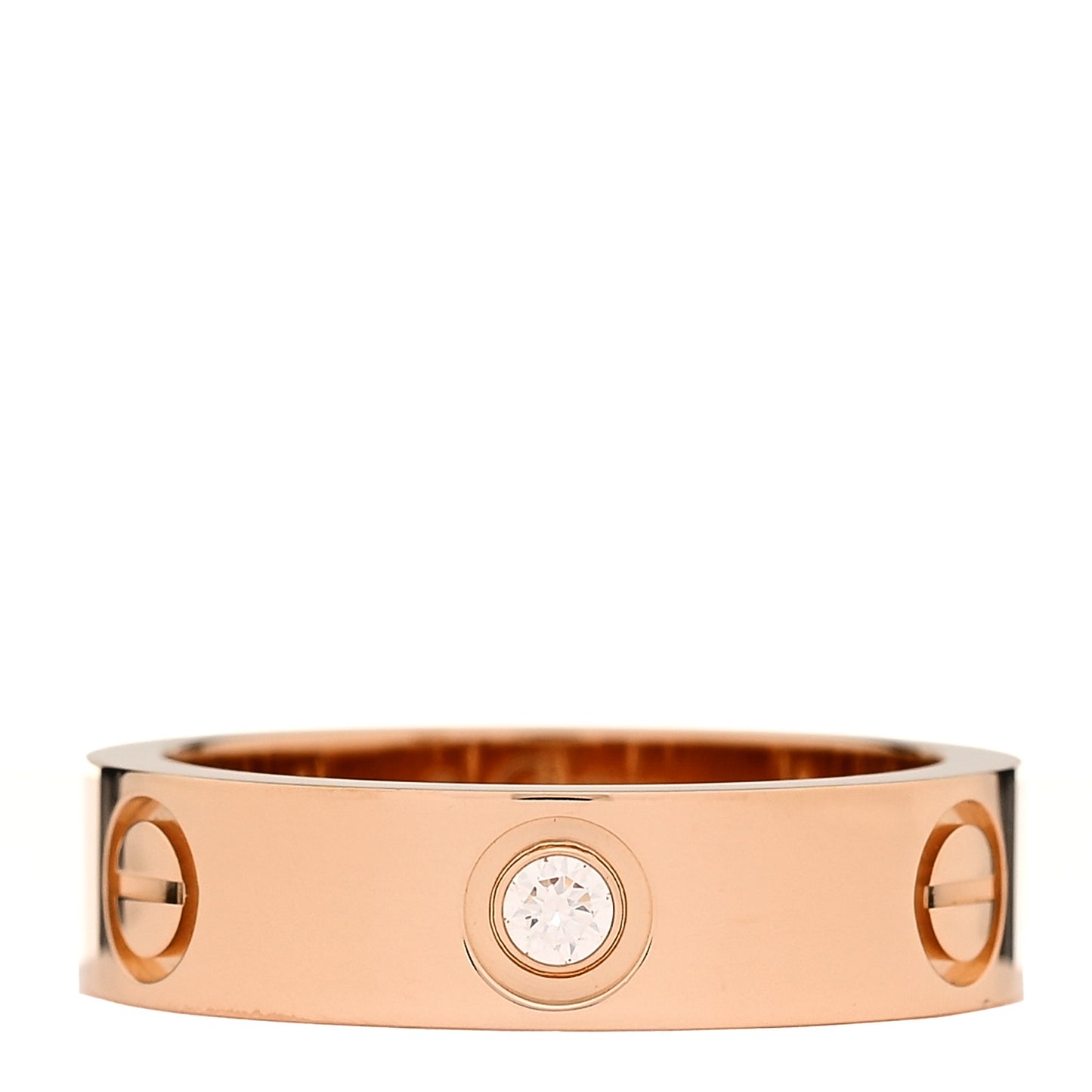 18K Pink Gold 3 Diamond 5.5mm LOVE Ring 56 7.75