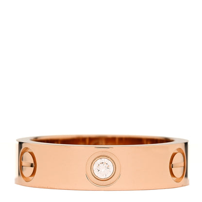Cartier 18K Pink Gold 3 Diamond 5.5mm LOVE Ring 56 7.75 1 of 4