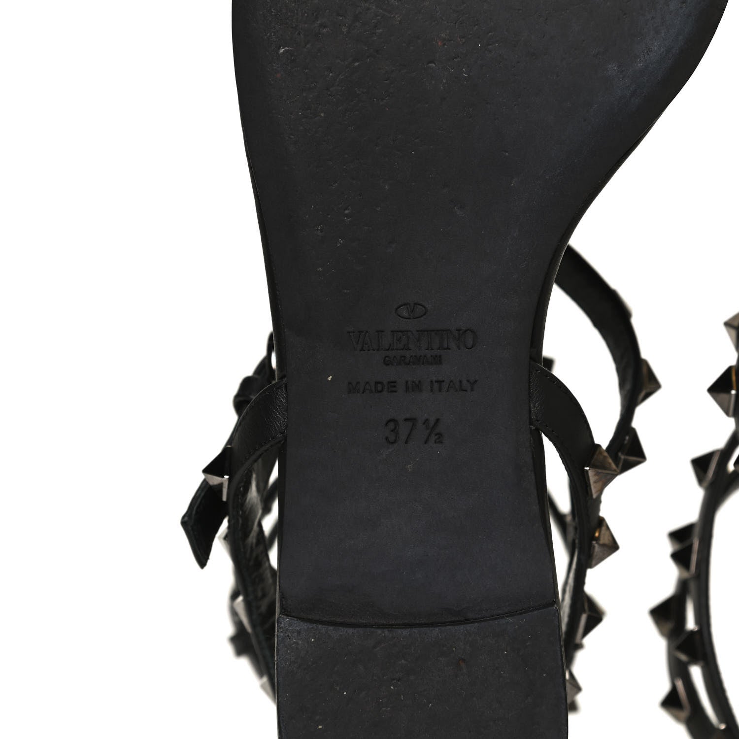 Valentino Garavani Nappa Rockstud Ankle Strap Flat Thong Sandals 37.5 Black 8 of 12