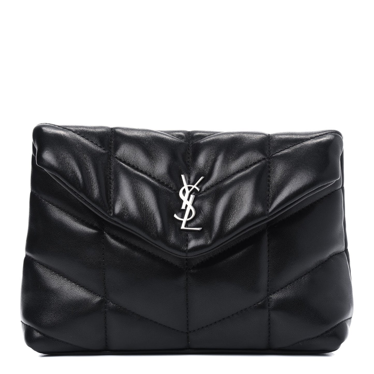 Lambskin Monogram Loulou Puffer Pouch Clutch Black