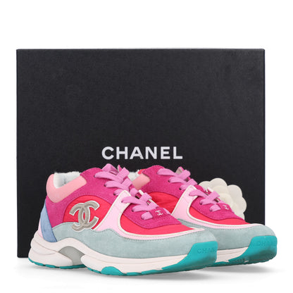 Chanel Nylon Calfskin Suede Womens CC Sneakers 37 Fuchsia Pink 11 of 11