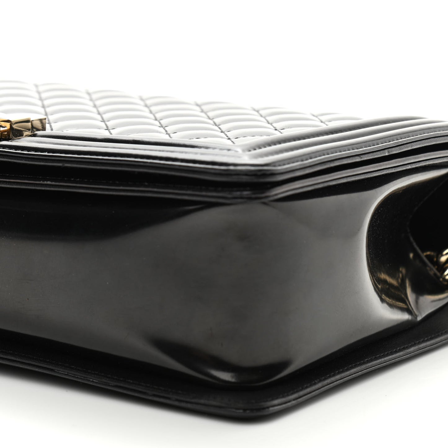Iridescent Glazed Calfskin Quilted New Medium Boy Flap Black