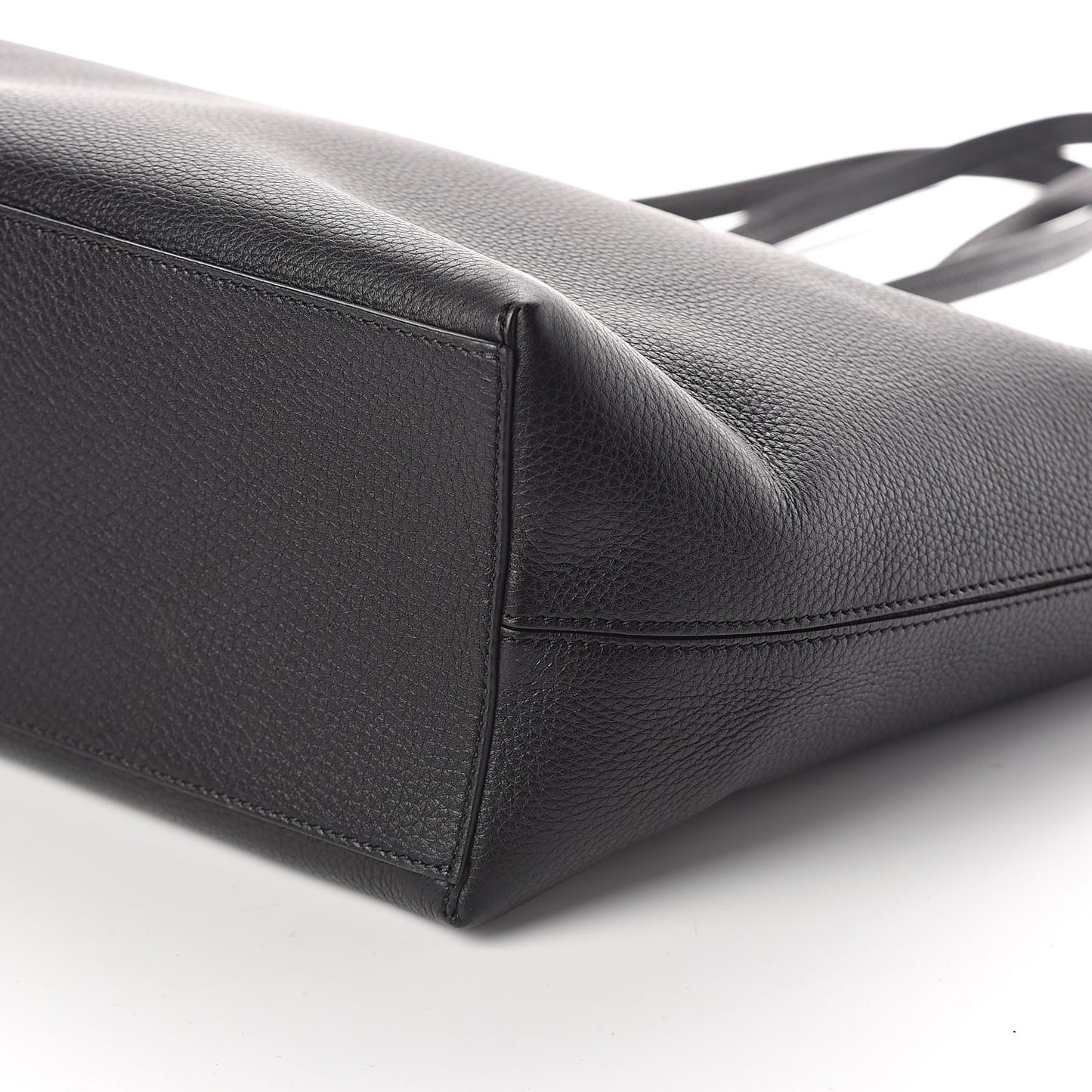 Grained Calfskin Rockstud Shoulder Tote Black