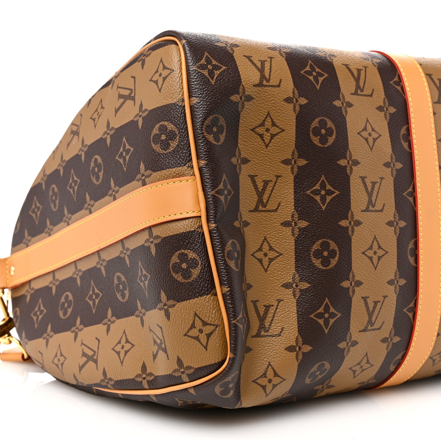 X NIGO Reverse Monogram Stripe Keepall Bandouliere 50 Brown
