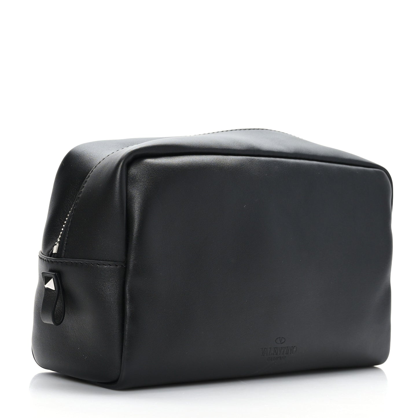 Calfskin VLogo Inlay Wash Bag Black