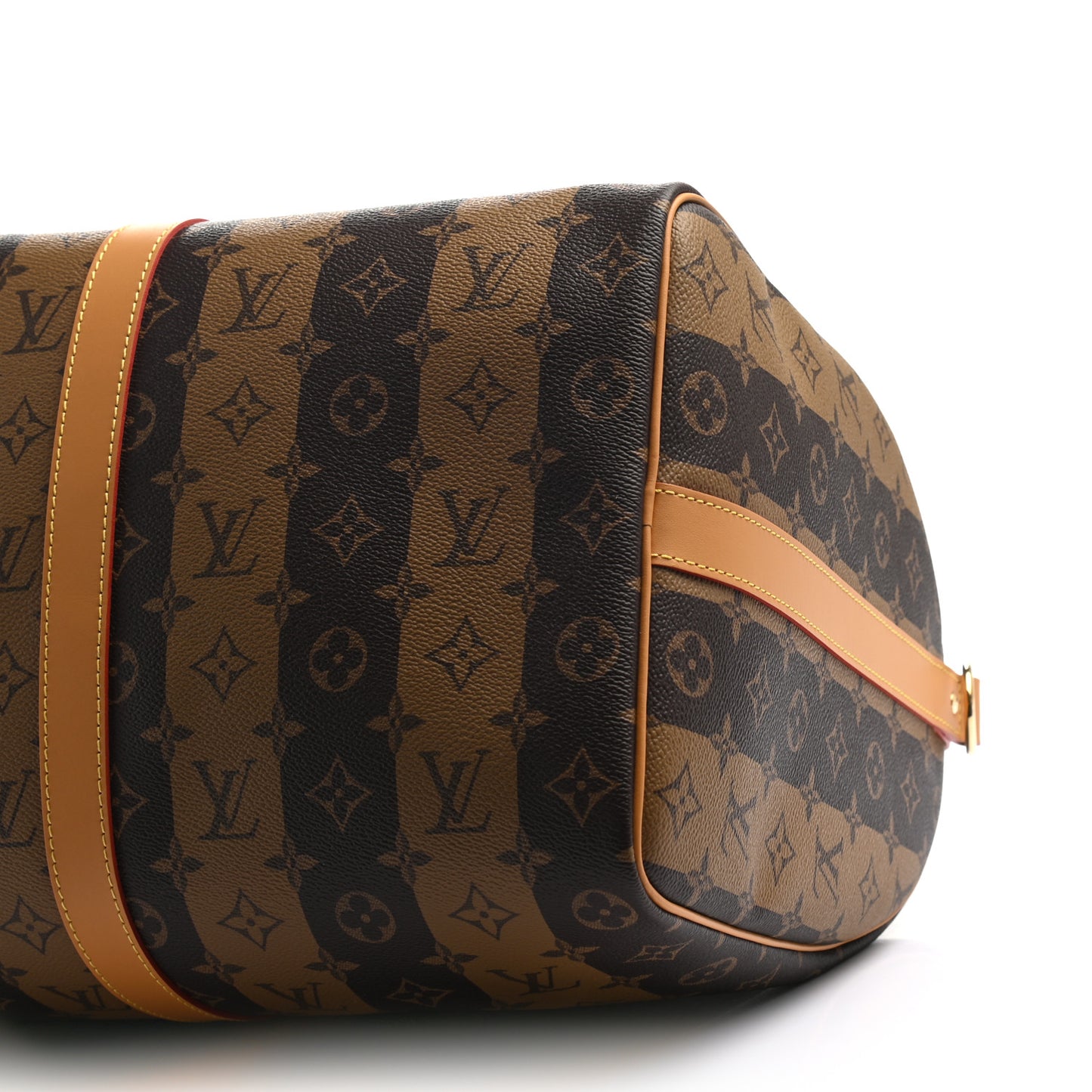 X NIGO Reverse Monogram Stripe Keepall Bandouliere 50 Brown