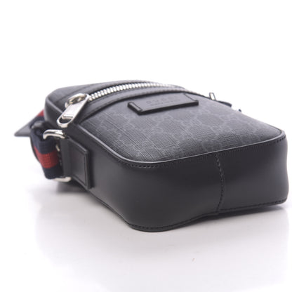Gucci GG Supreme Monogram Appia Calfskin Web Small Camera Messenger Bag Black Grey 8 of 10