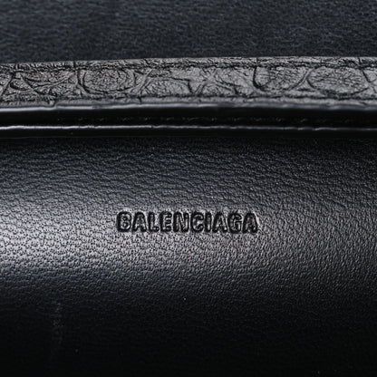 Balenciaga Crocodile Embossed Calfskin Classic Silver Hardware Le City Wallet On Chain Silver 6 of 10