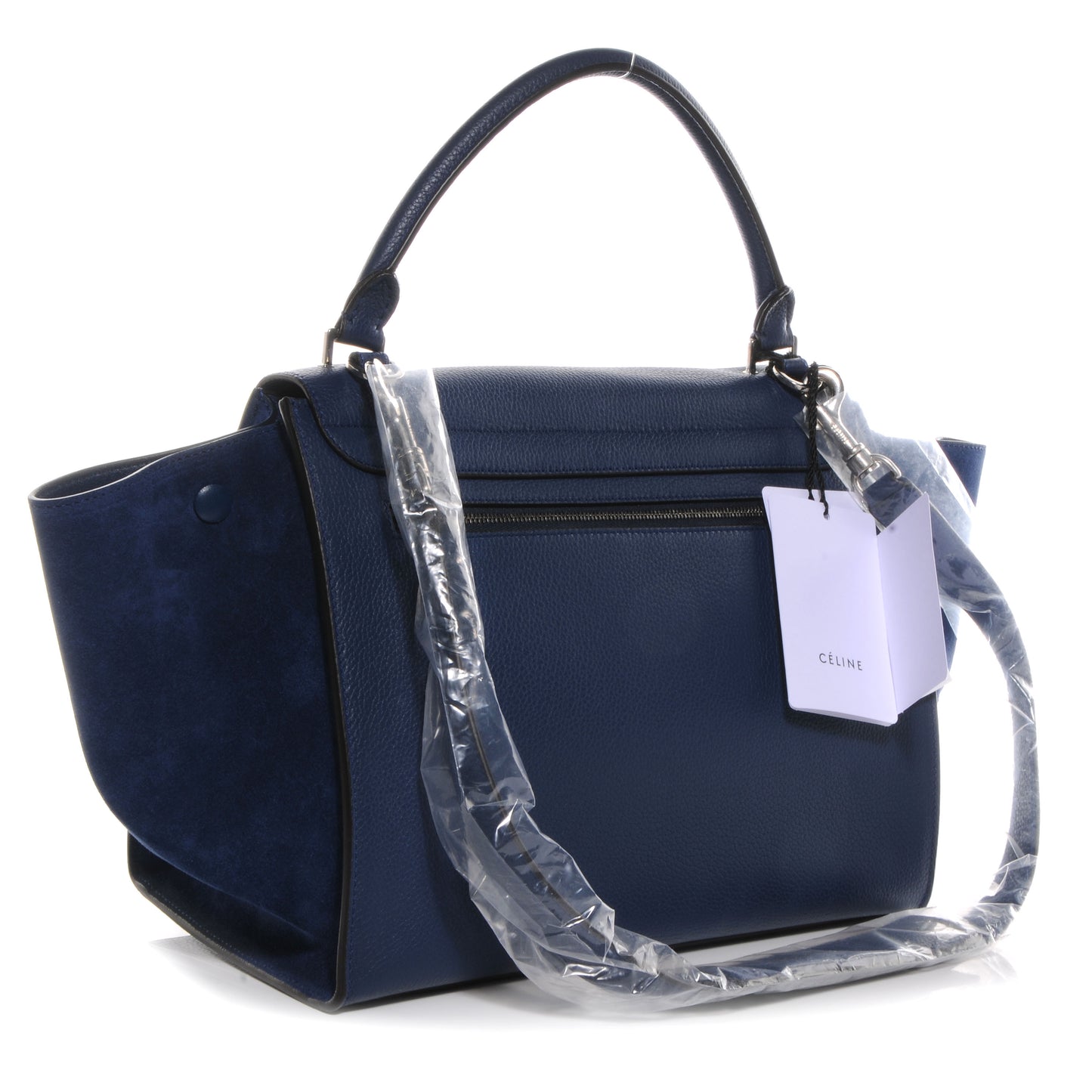 Calfskin and Suede Small Trapeze Ocean Blue