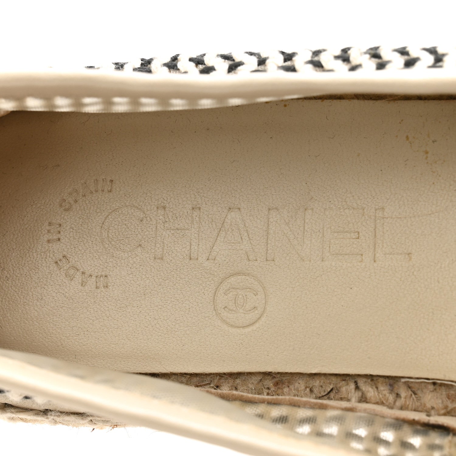 Chanel Mesh Grosgrain CC Espadrilles 37 Beige Black 6 of 9