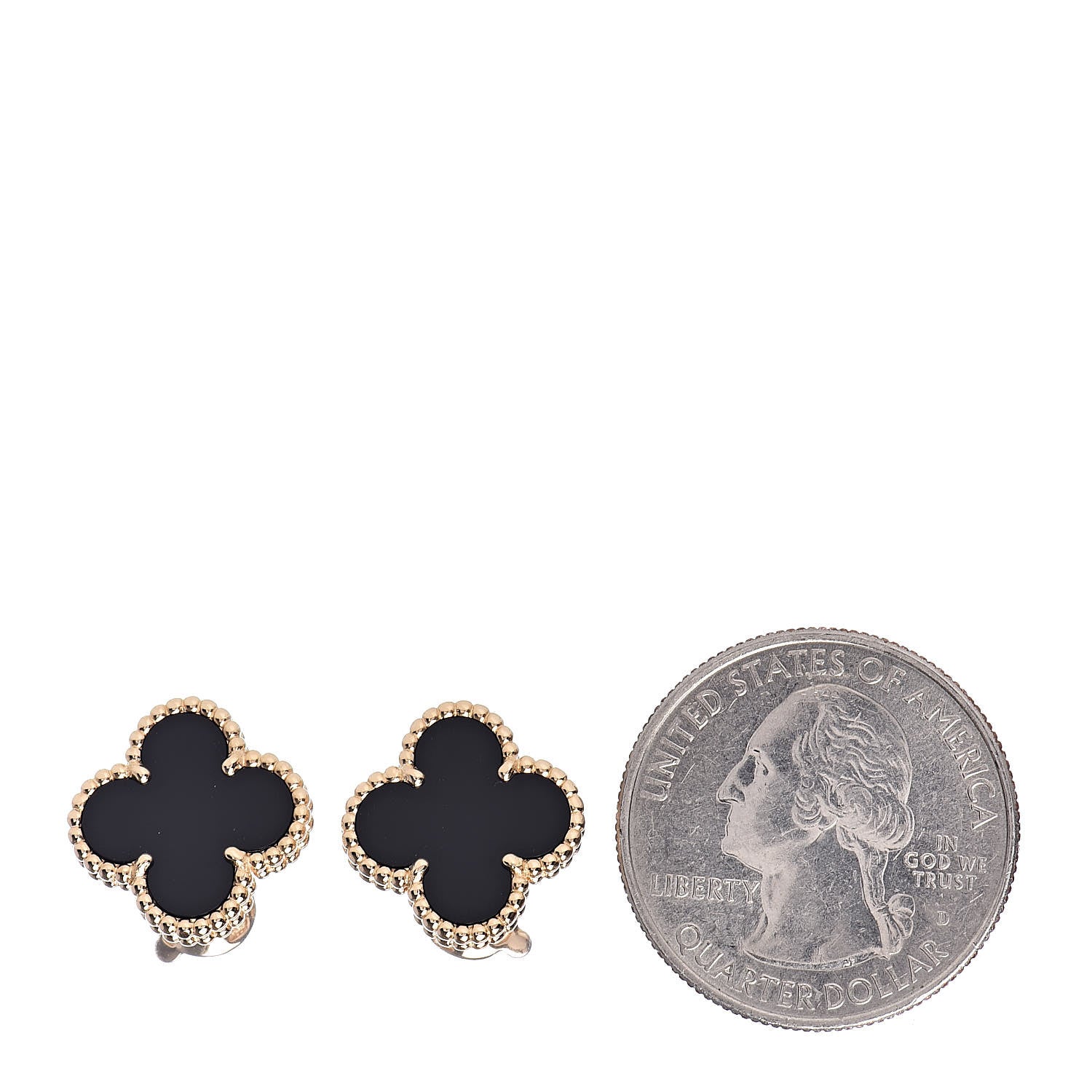 Van Cleef & Arpels 18K Yellow Gold Black Onyx Vintage Alhambra Earrings 2 of 5