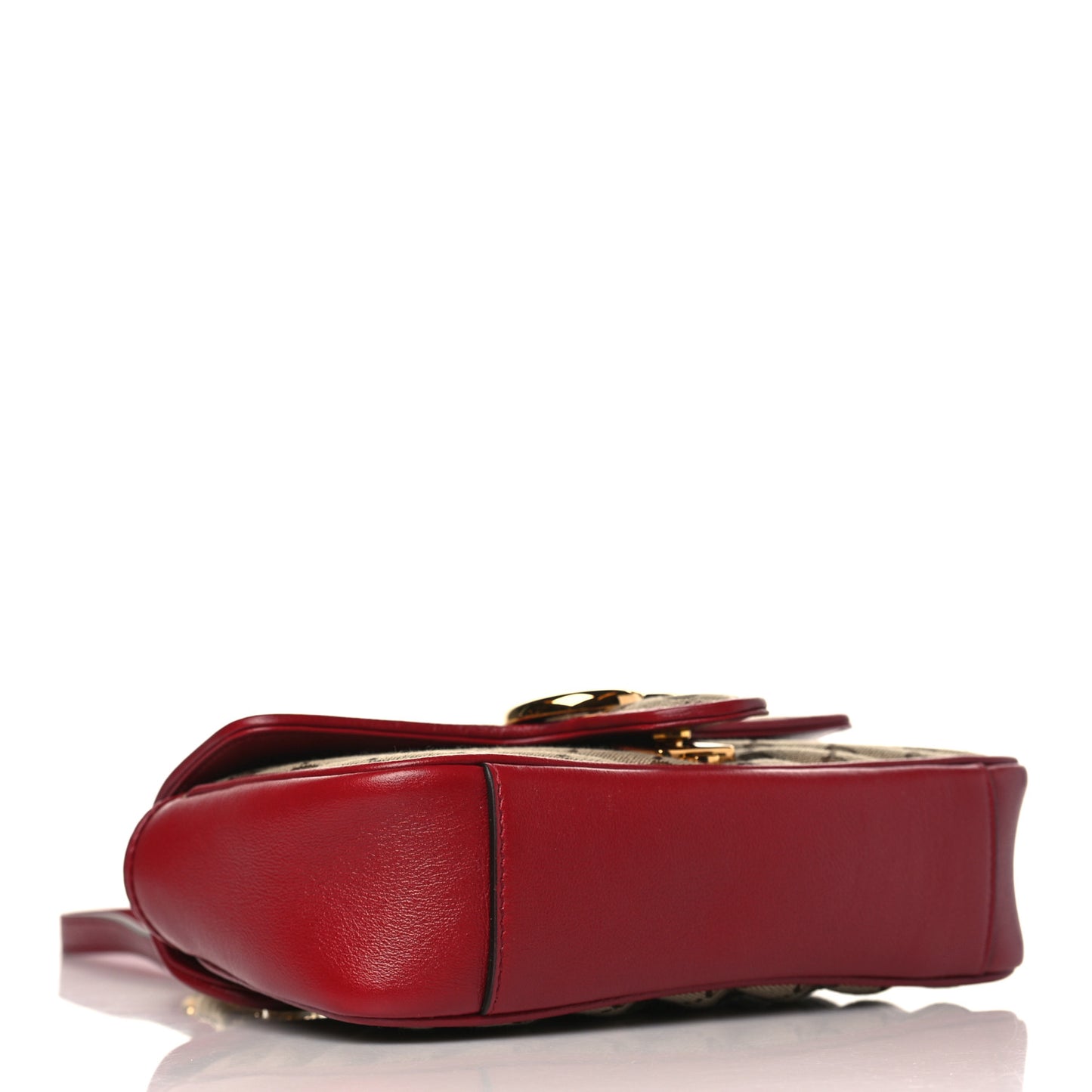 Monogram Azalea Calfskin Matelasse Diagonal Mini GG Marmont Shoulder Bag Beige Ebony New Cherry Red