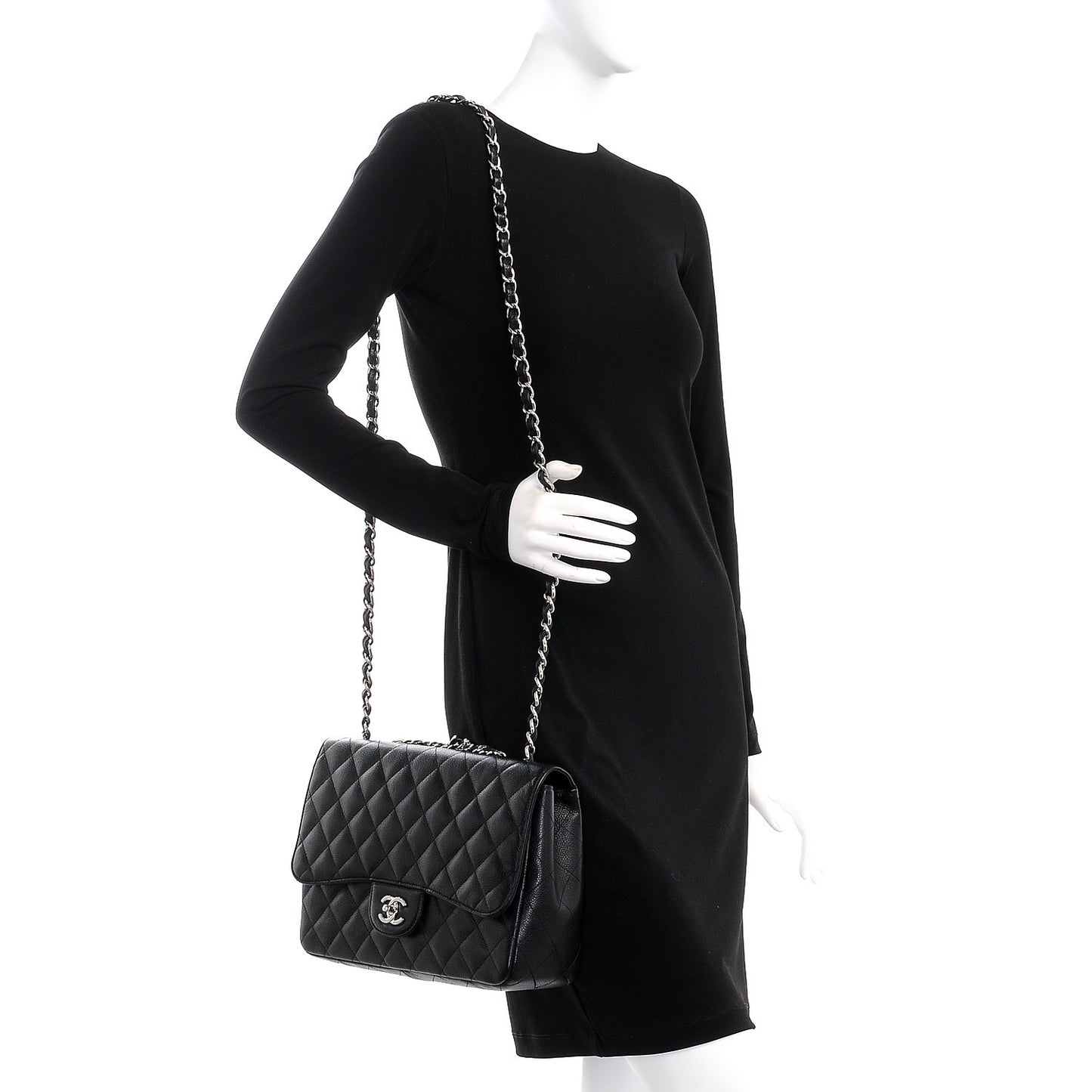Caviar Quilted Jumbo Single Flap Black