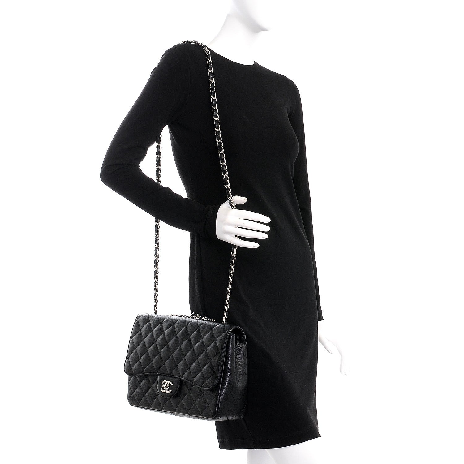 Chanel Caviar Quilted Jumbo Single Flap Black 2 of 8