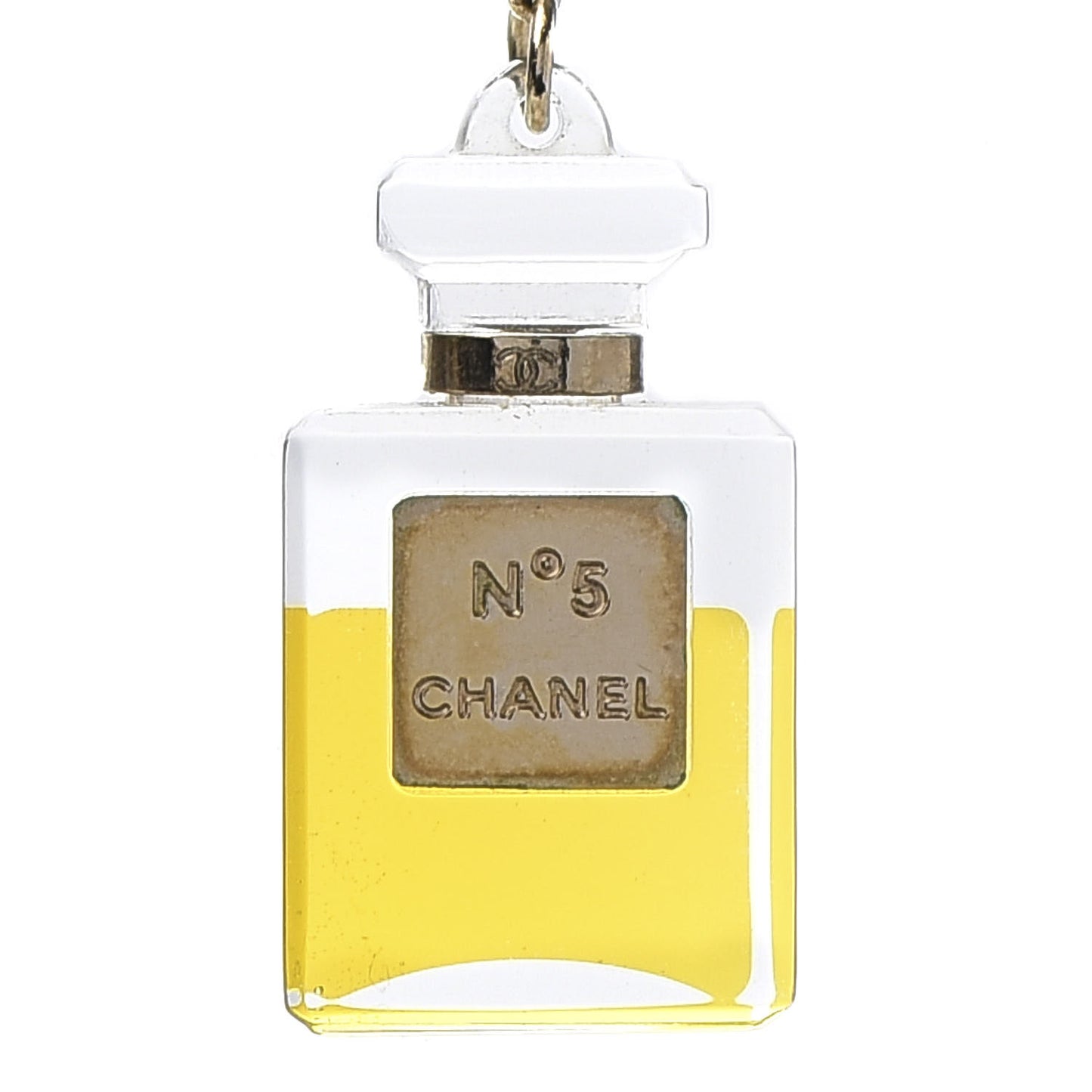 N°5 Perfume Bottle CC Drop Earrings Gold