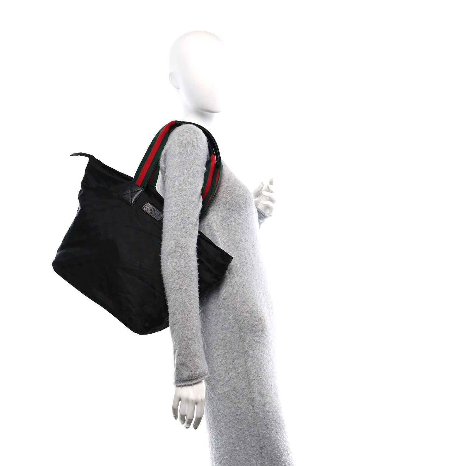 Gucci GG Monogram Large Web Handle Bucket Tote Black 2 of 14