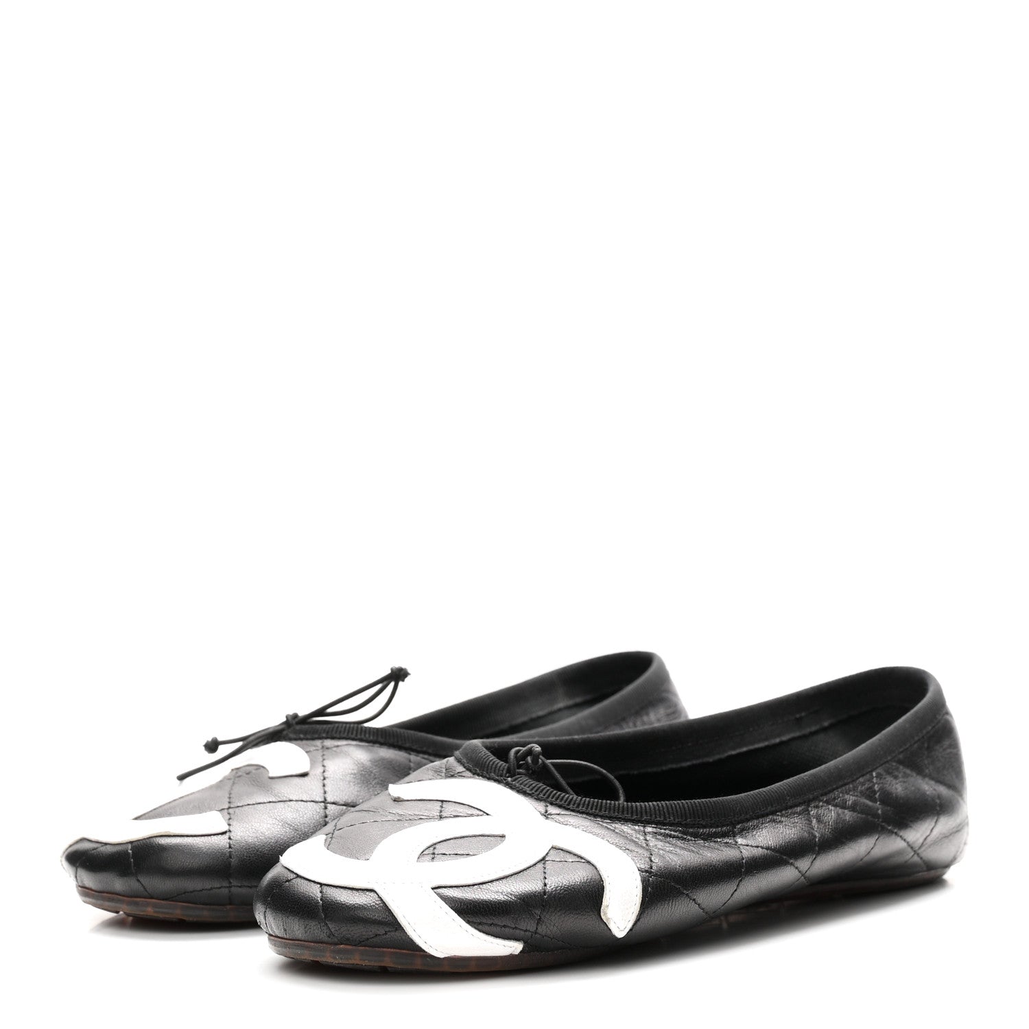 Chanel Lambskin Quilted Cambon Ballerina Flats 37 Black 4 of 8
