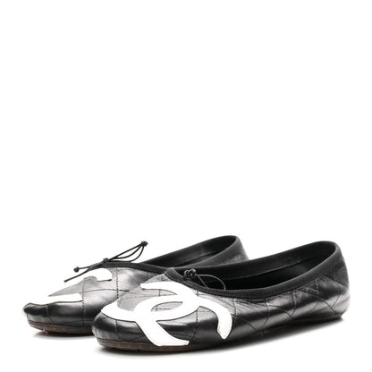 Chanel Lambskin Quilted Cambon Ballerina Flats 37 Black 4 of 8