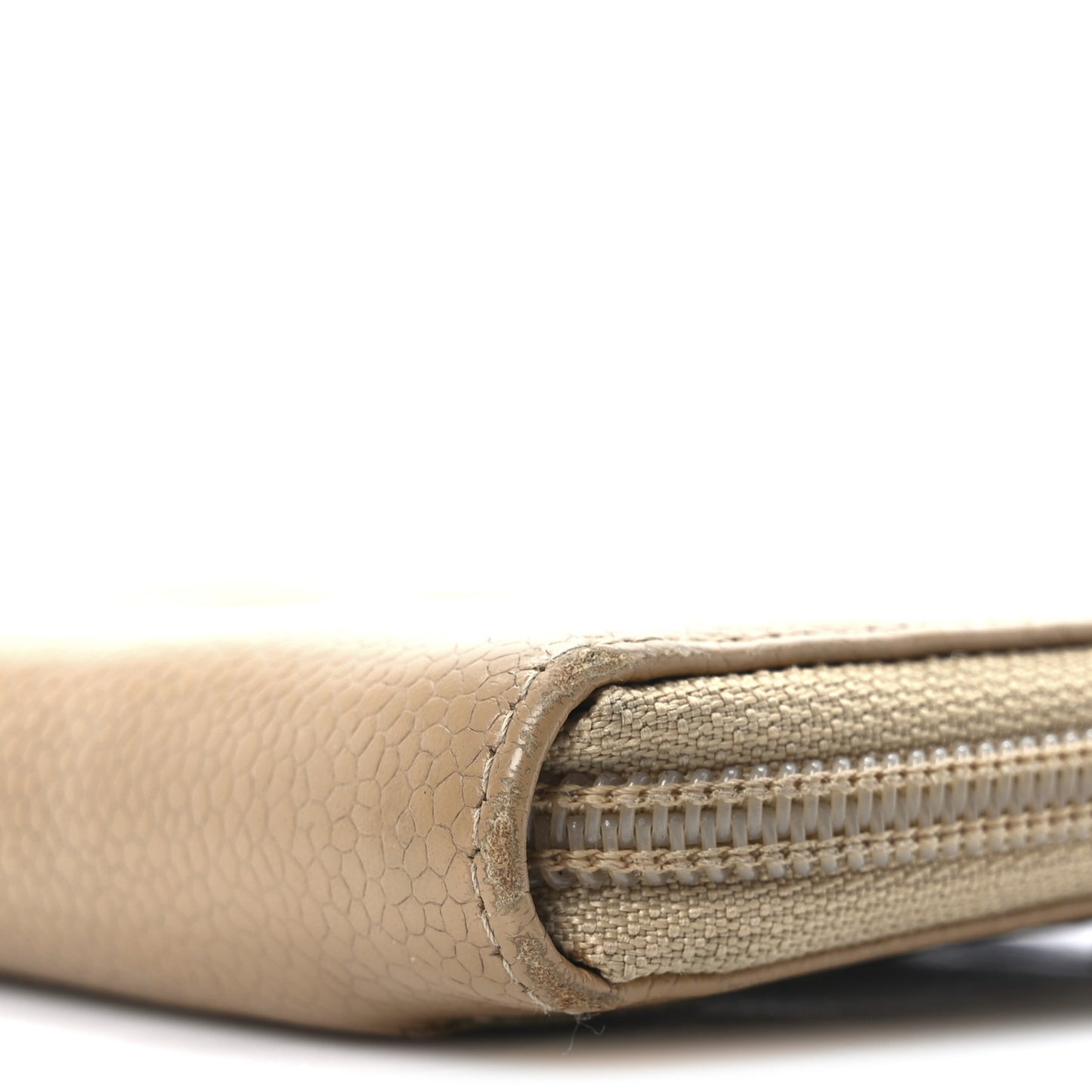 Caviar Large Timeless CC Zip Around Wallet Beige
