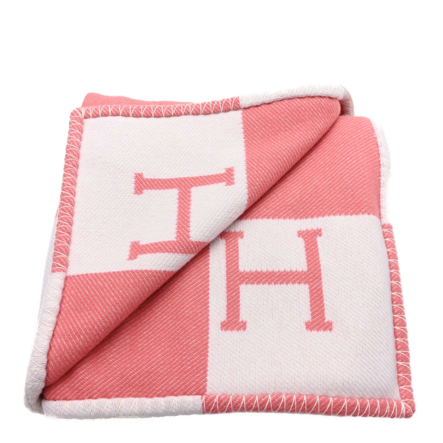 Wool Cashmere Avalon Baby Blanket Rose Airelle White