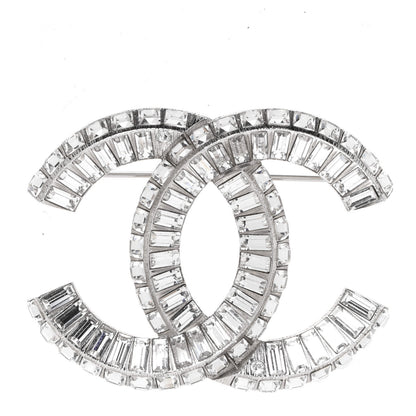 Chanel Baguette Crystal CC Brooch Silver 1 of 5