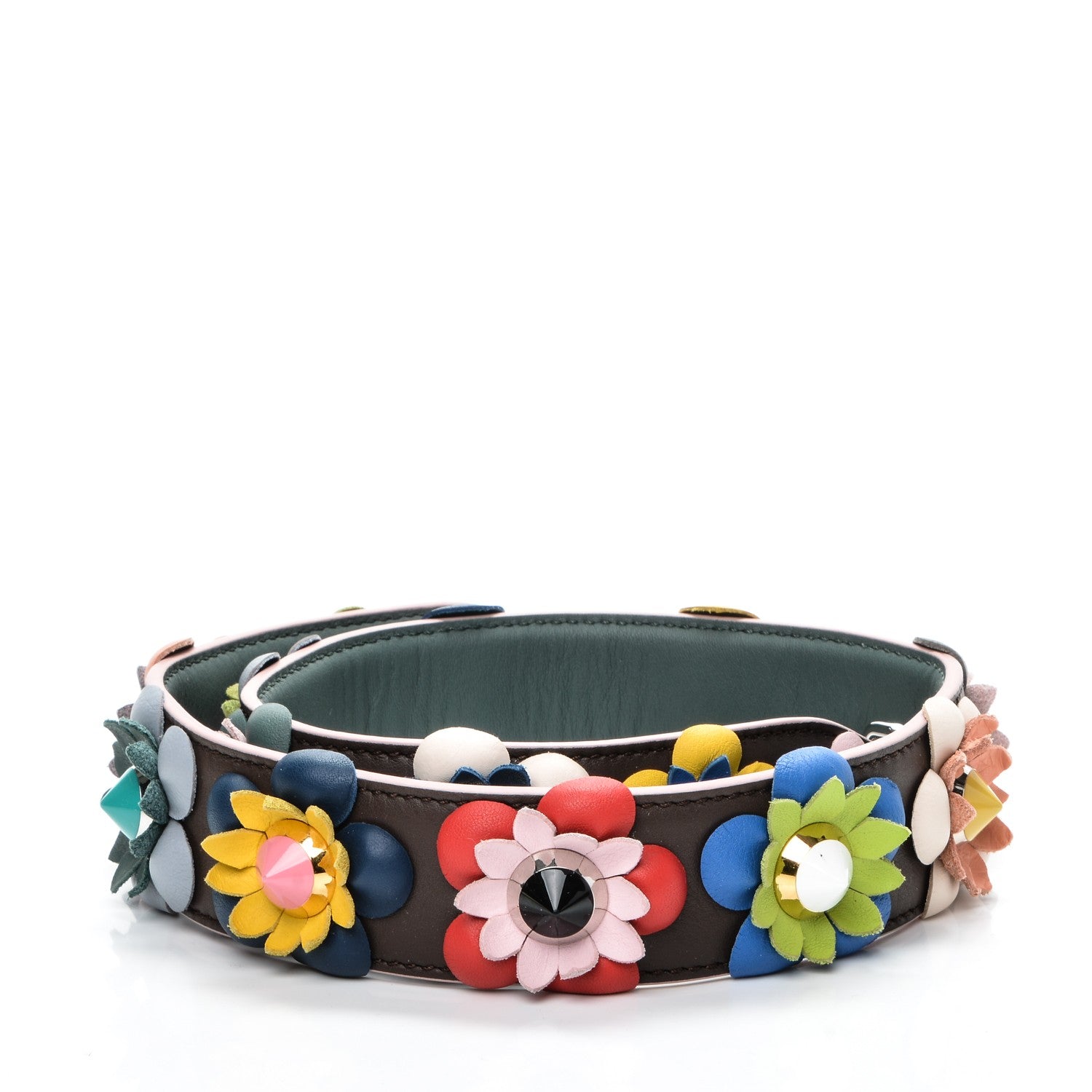 Fendi Vitello Dolce Flowerland Studded Strap You Moresco Malachite 2 of 5