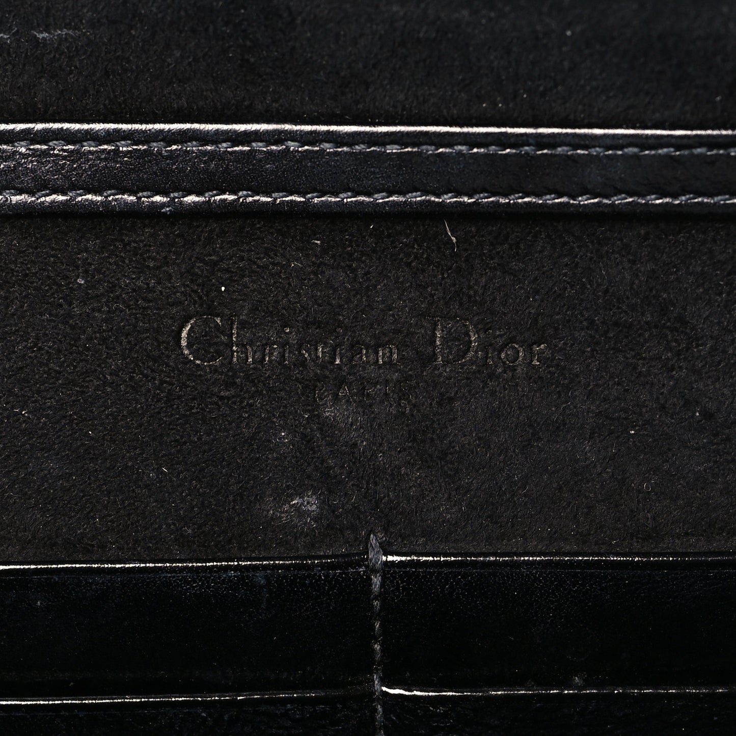 Crinkled Calfskin Diorama Wallet on Chain Pouch Black