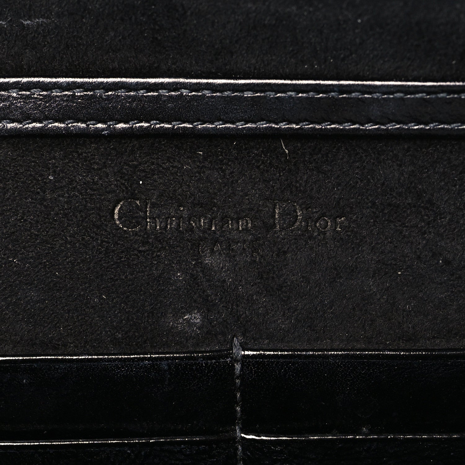 Christian Dior Crinkled Calfskin Diorama Wallet on Chain Pouch Black 6 of 11