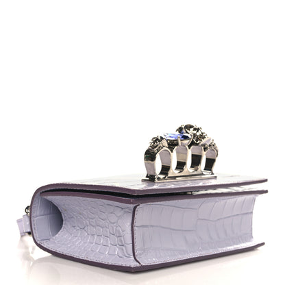 Alexander McQueen Shiny Crocodile Embossed Jeweled Satchel Lavender 4 of 9