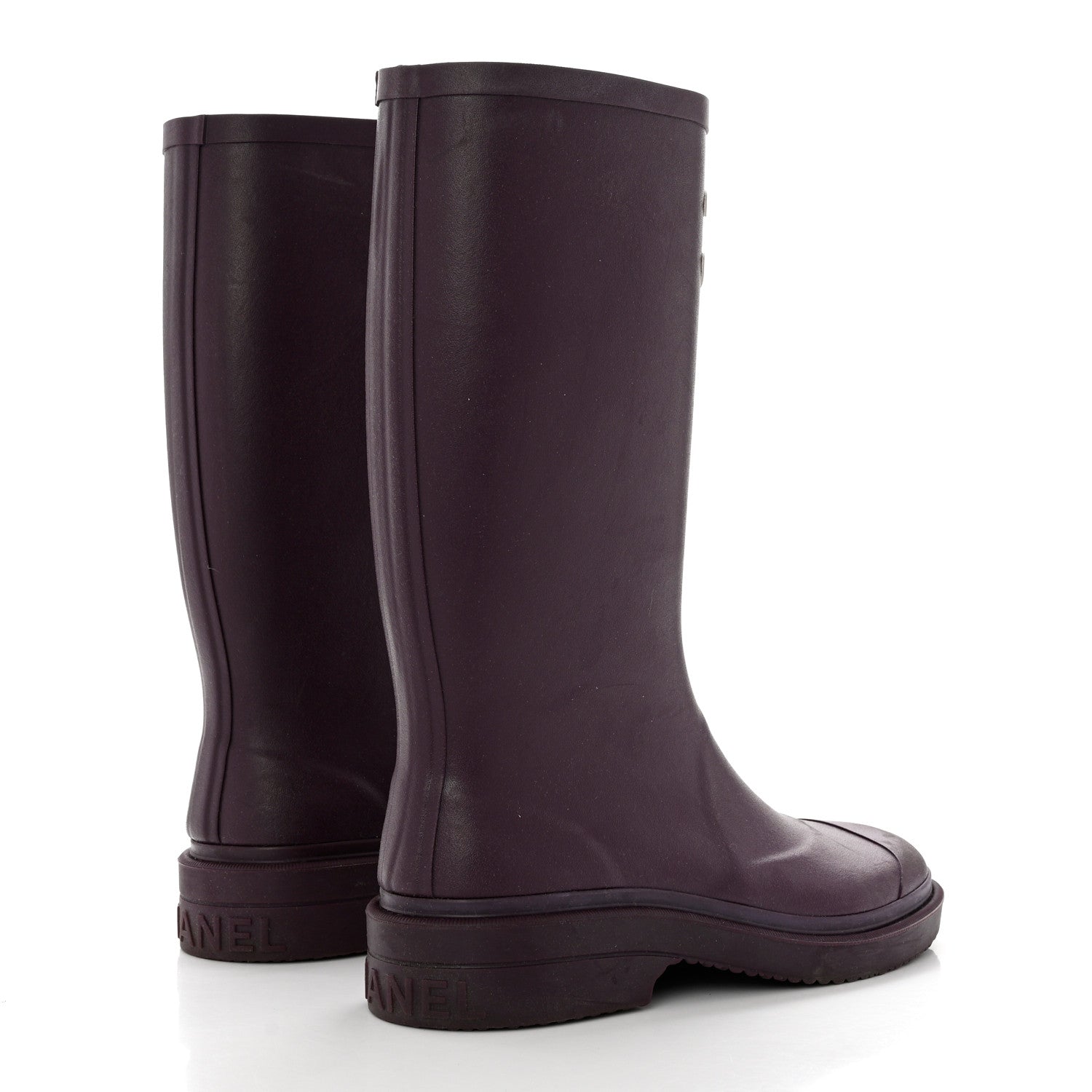 Chanel Caoutchouk CC High Boots 37 Dark Purple 4 of 7