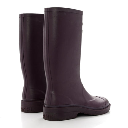 Chanel Caoutchouk CC High Boots 37 Dark Purple 4 of 7