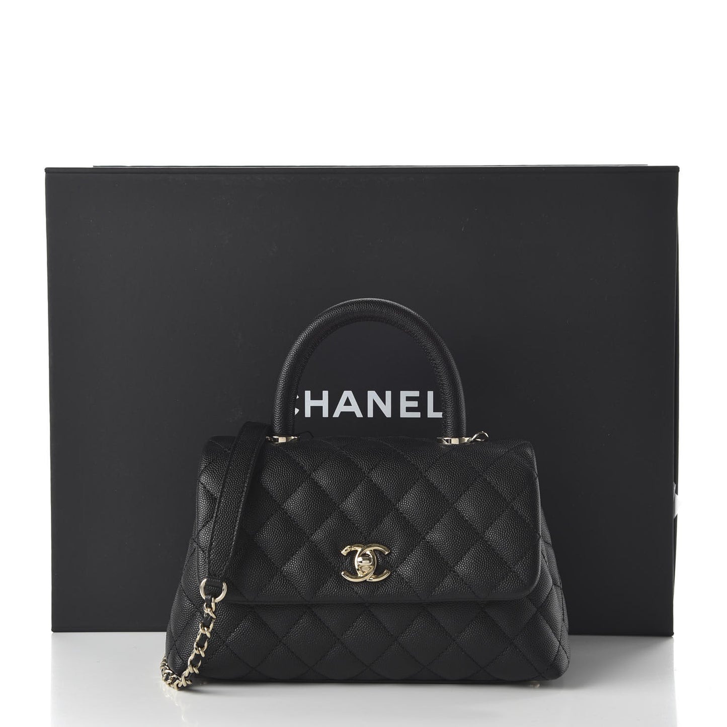 Caviar Quilted Mini Coco Handle Flap Black