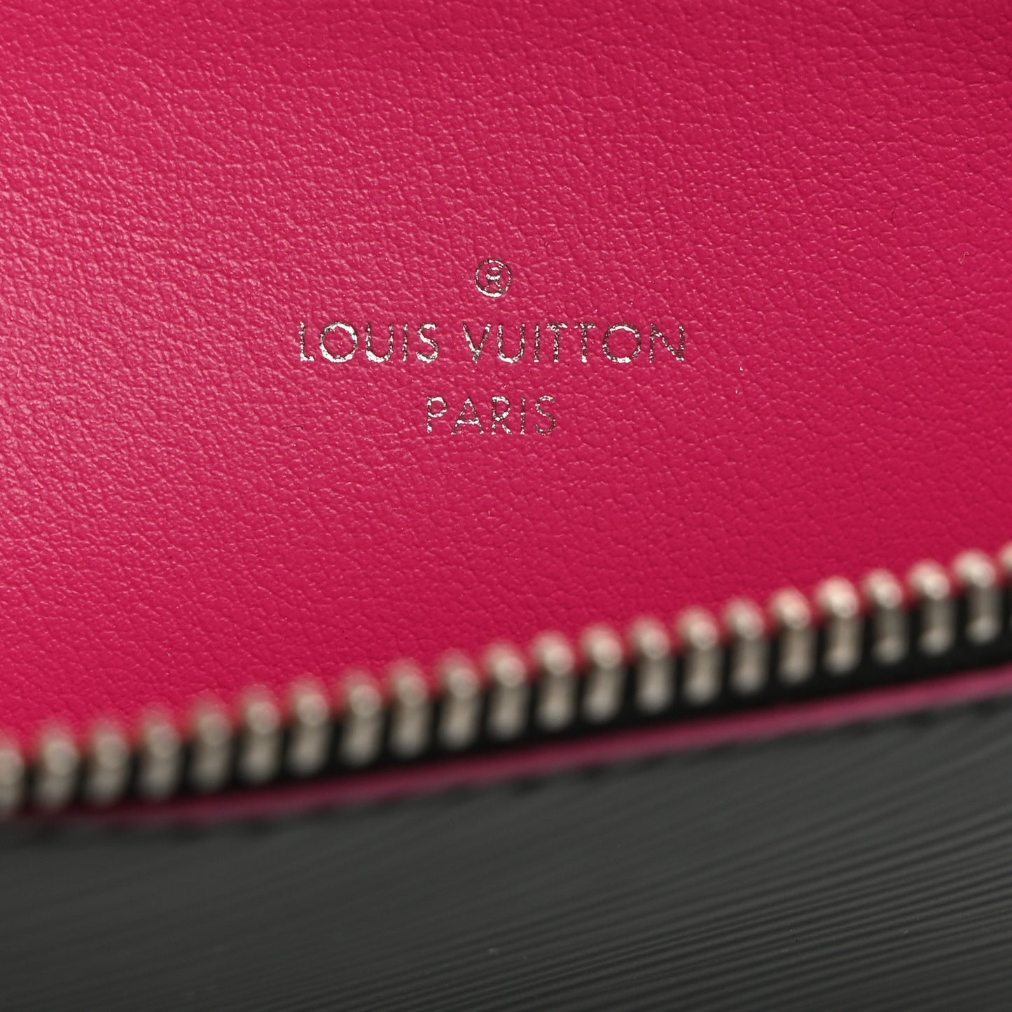 Epi Felicie Chain Wallet Zippered Insert Black Hot Pink