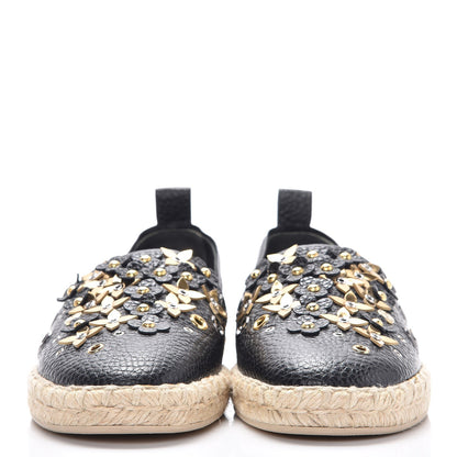 Louis Vuitton Calfskin Tropical Bloom Espadrille Flat 38 Black 2 of 8