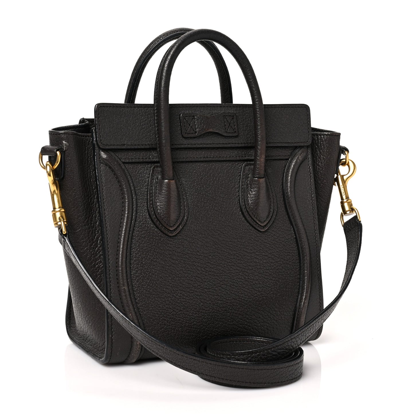 Drummed Calfskin Nano Luggage Black