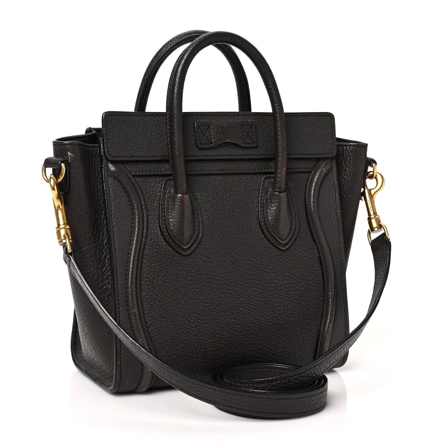 Celine Drummed Calfskin Nano Luggage Black 3 of 11