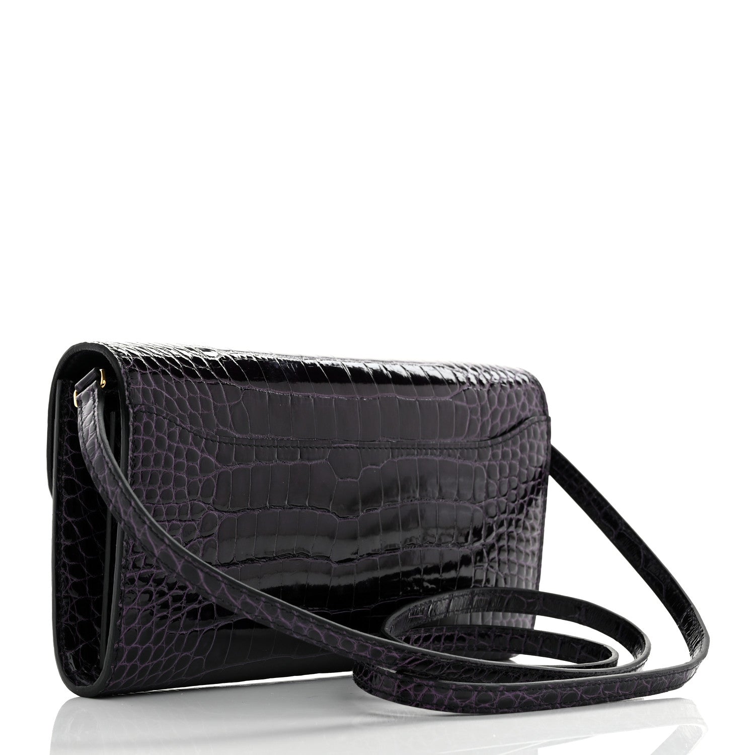 Hermes Shiny Alligator Constance Long Wallet To Go Amethyst 3 of 11
