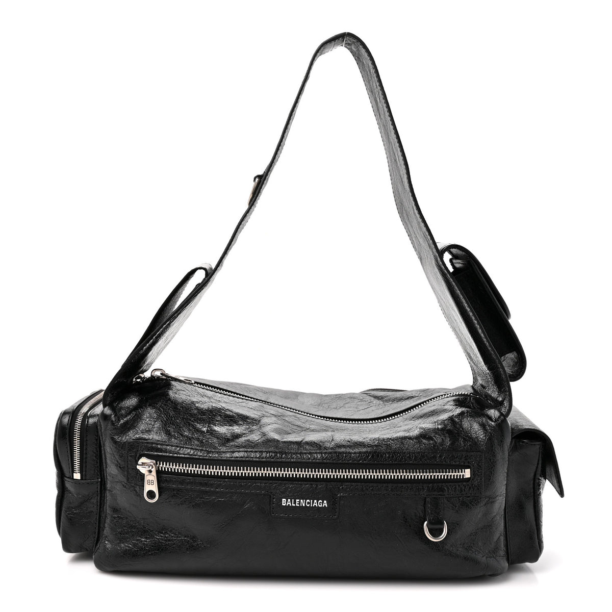 Balenciaga Agneau Arena Men's Superbusy Small Sling Zip Shoulder Bag Black 1 of 10