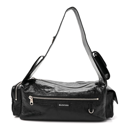Balenciaga Agneau Arena Men's Superbusy Small Sling Zip Shoulder Bag Black 1 of 10