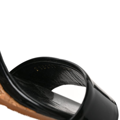 Gucci Vitello Vernice Cork Wedge Sandals 6.5 Black Naturale 8 of 9