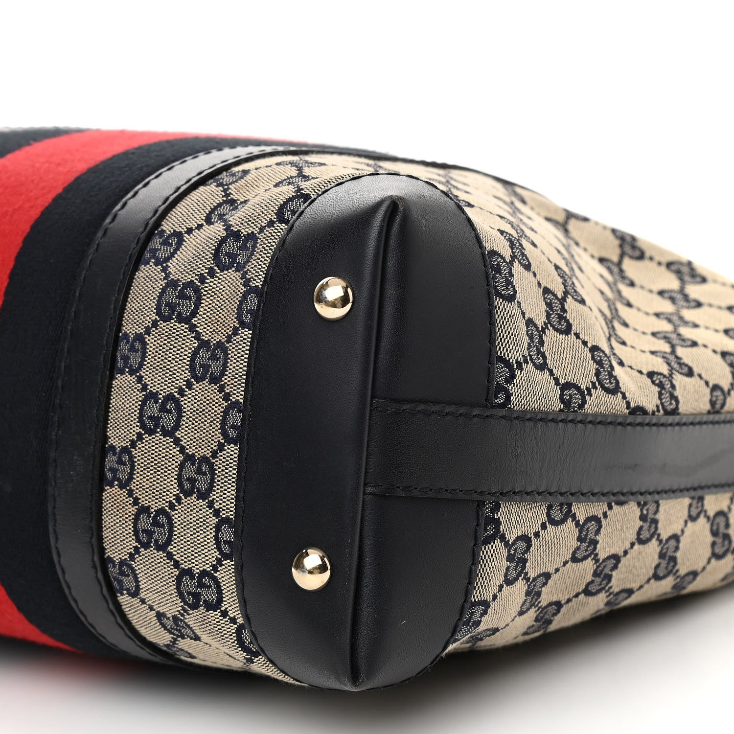 Gucci Monogram Vintage Web Medium Hobo Navy 10 of 21