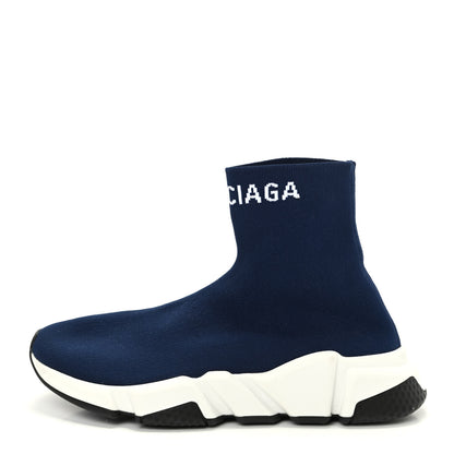 Balenciaga Neoprene Knit Womens Hi Speed Sneakers 37 Navy 1 of 8