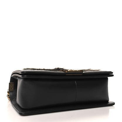 Chanel Fur Calfskin Medium Boy Flap Black 4 of 11
