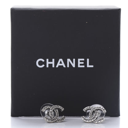 Chanel Crystal Timeless CC Earrings Silver 5 of 5