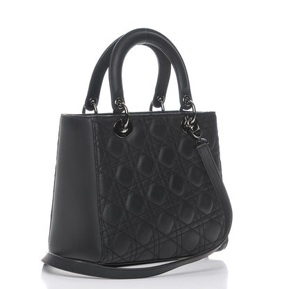 Christian Dior Calfskin Cannage Medium Anselm Reyle Lady Dior Matte Black 4 of 10