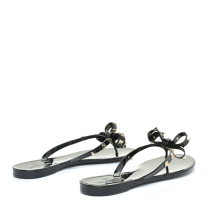 Valentino Garavani PVC Jelly Rockstud Bow Thong Sandals 41 Black 4 of 12