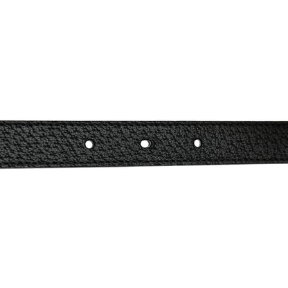 Gucci Textured Dollar Calfskin Double G Strawberry Thin Belt 85 34 Black 4 of 5