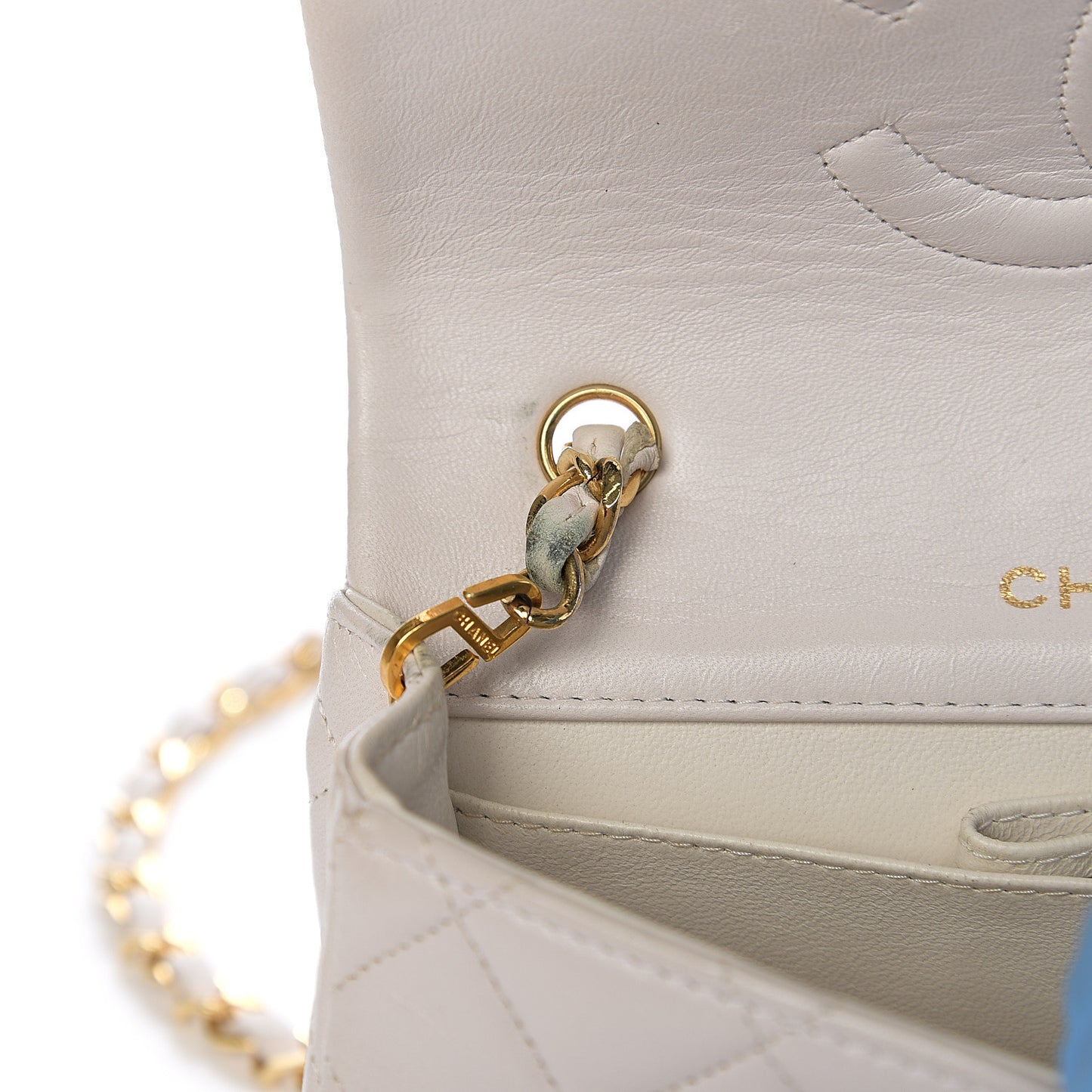 Lambskin Quilted Mini Flap White