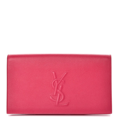 Saint Laurent Calfskin Monogram Large Belle De Jour Clutch Lipstick Fuchsia 1 of 9
