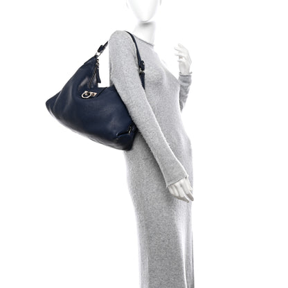 Salvatore Ferragamo Calfskin Fanisa Gancini Hobo Oxford Blue 2 of 14